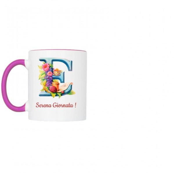 Tazza bicolore lettera E