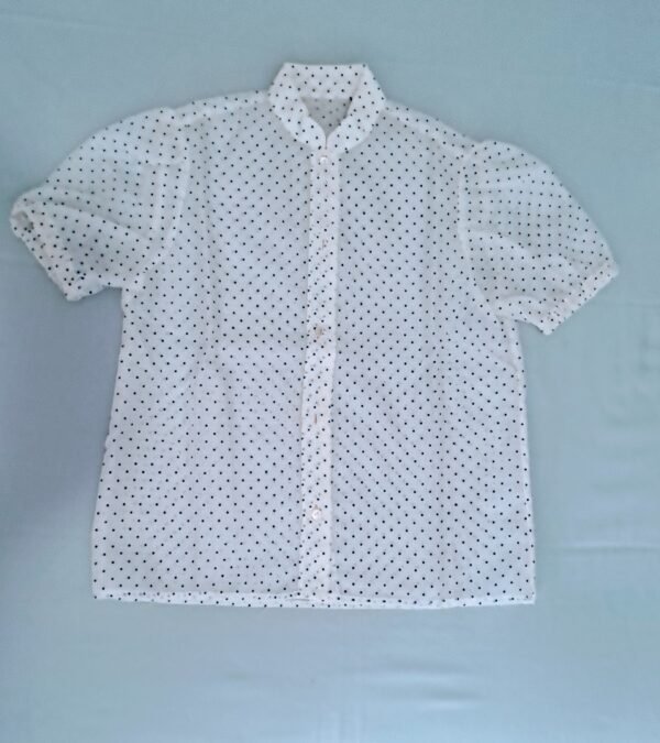 Camicetta trasparente con piccoli pois blu
