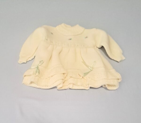 Vestitino lana giallo con fiocchi verde chiaro